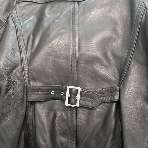 Jones New York Genuine Leather Fitted Full Zip Black Jacket Small - Picture 3 of 5